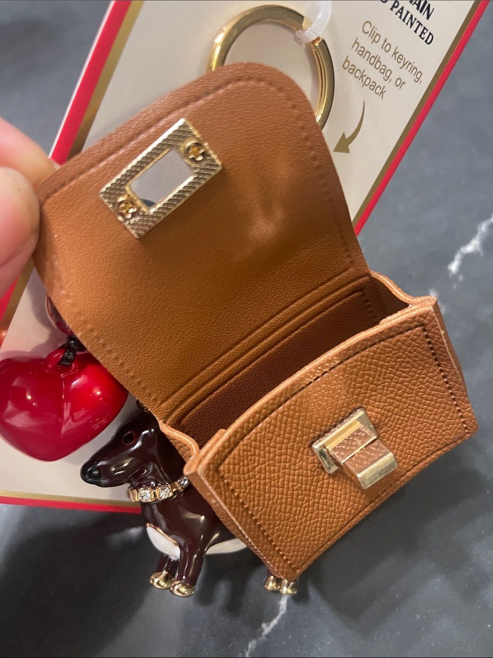 piper·k Brown Mini Bag & Dog Heart Charm Keychain - Picture 4 of 5